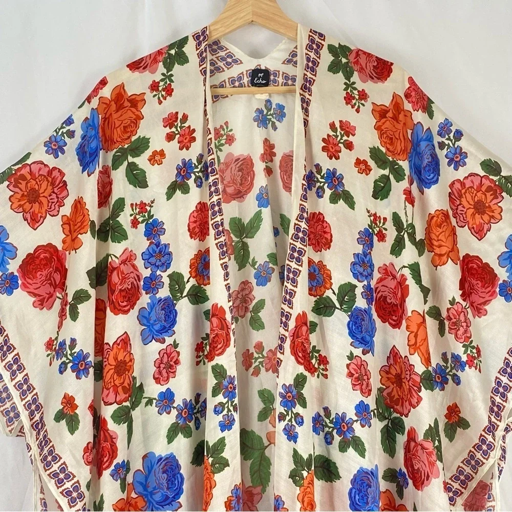 Echo Women’s Floral One Size Kimono Coverup - Picture 9 of 16